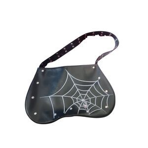 Demonia hobo black widow shoulder bag spider web Goth